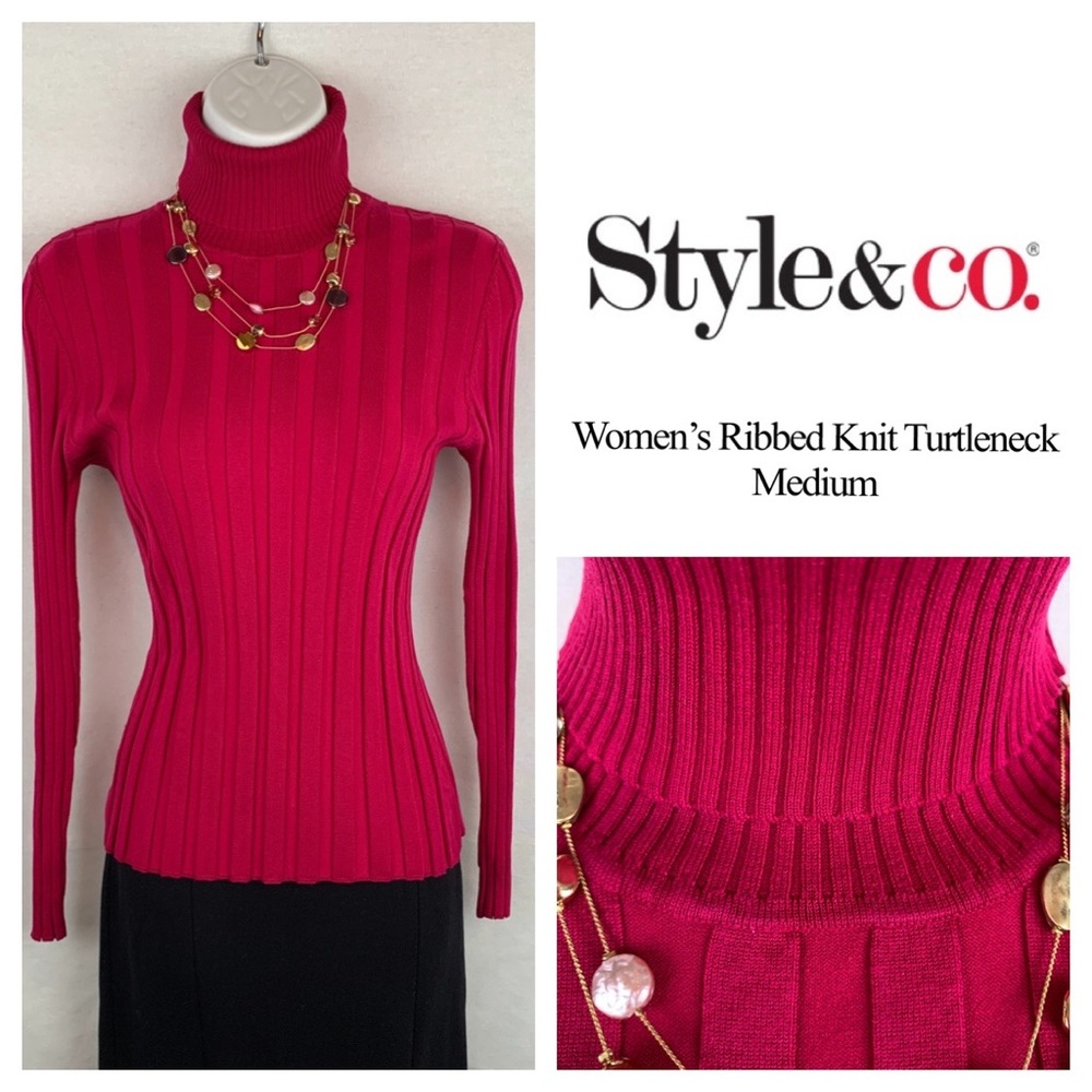 Ribbed Knit Turtleneck Sweater